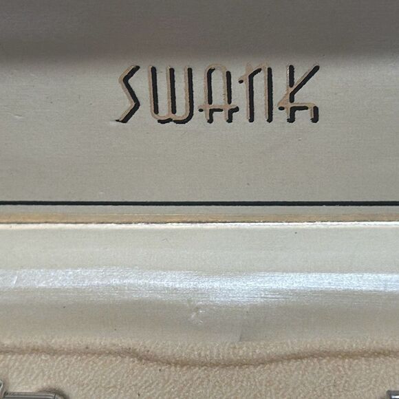 Vintage Swank Cuff Links Silver Toned Square Design In Original Box with Tie Tac - Picture 4 of 6